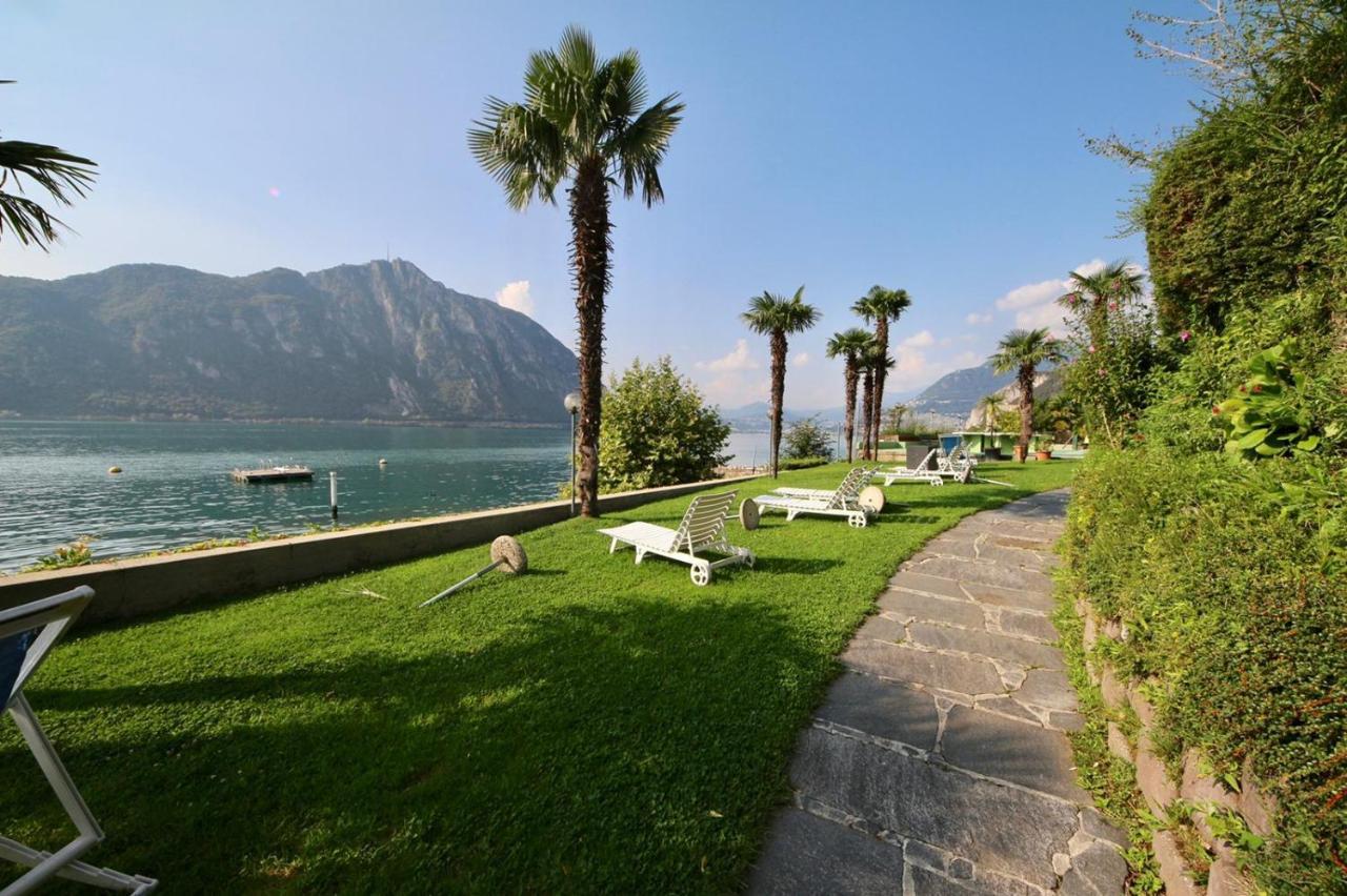 Luganersee, Pool, Strand, Parkplatz, Suite Bissone Bagian luar foto