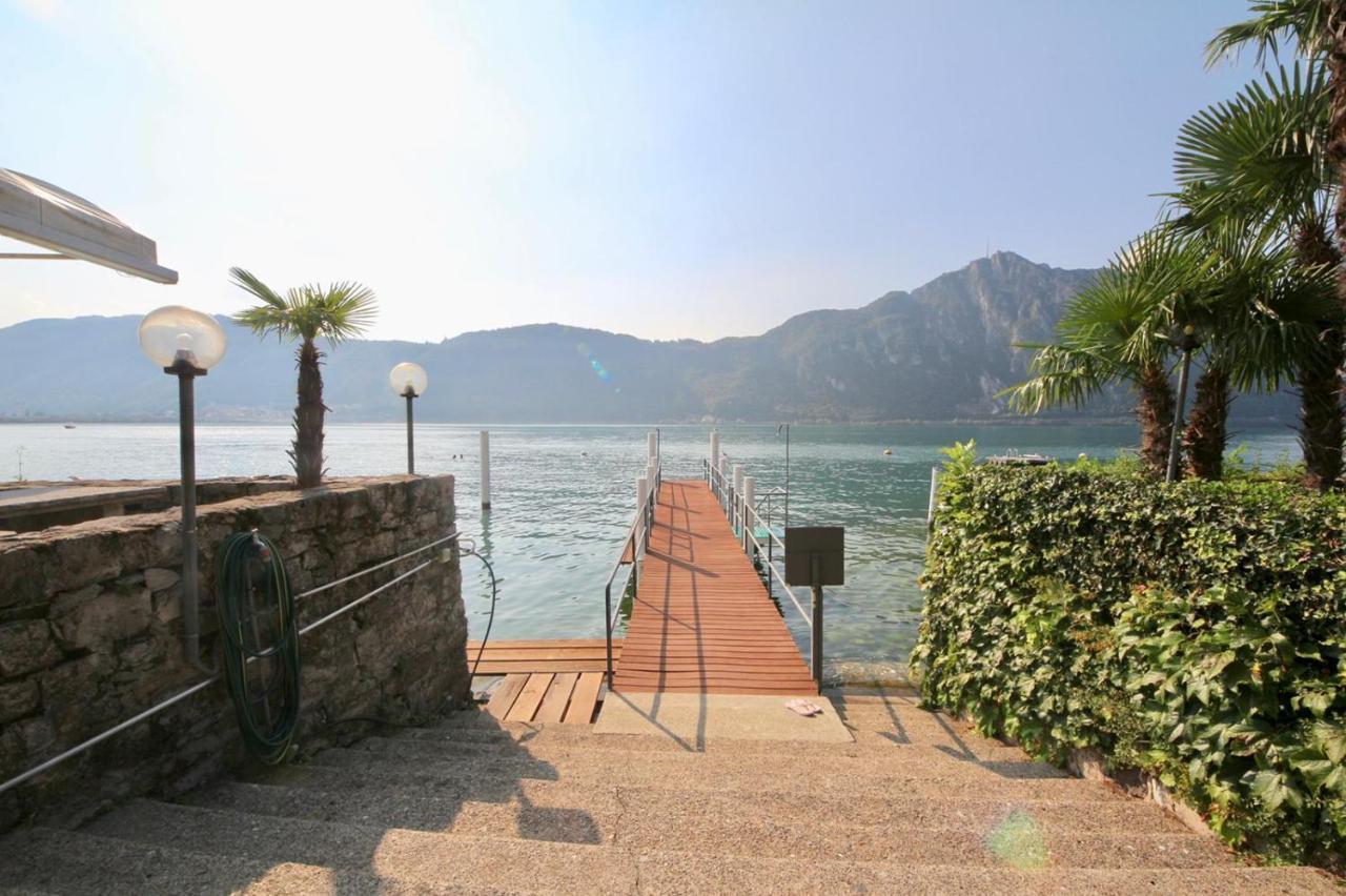 Luganersee, Pool, Strand, Parkplatz, Suite Bissone Bagian luar foto